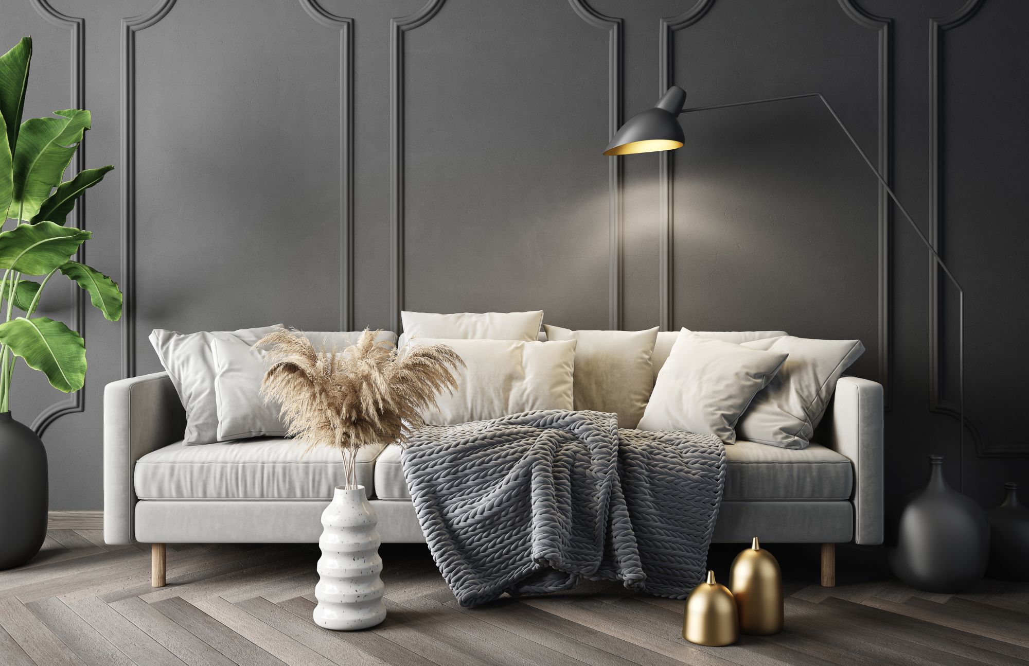 Dark Wood Modern Living Room